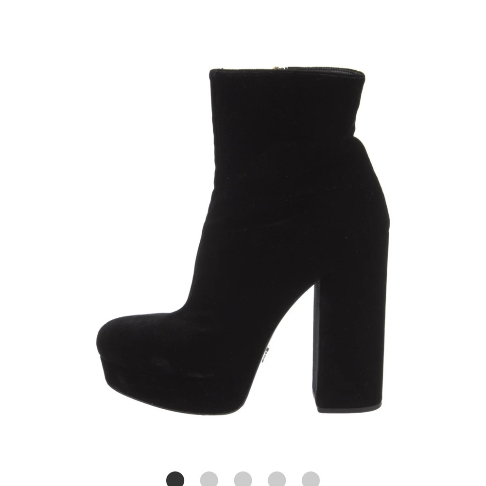 Prada
Women's Black Suede Backzip Platform Ankle Boots